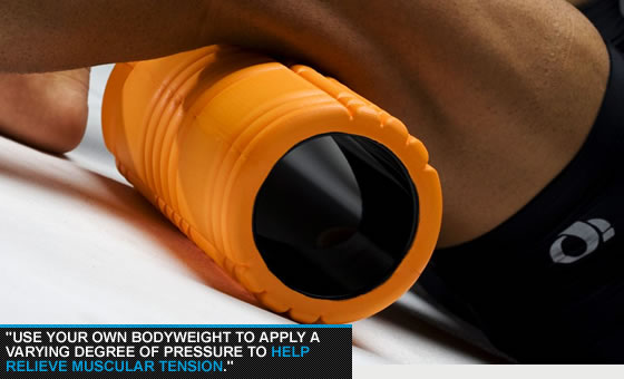 Foam rolling to relieve muscular tension.