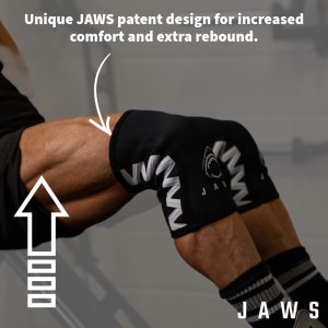 JAWS patent design technology for a comfortable fit, with extra support/ rebound. JAWS POWER KNEE SLEEVES. 