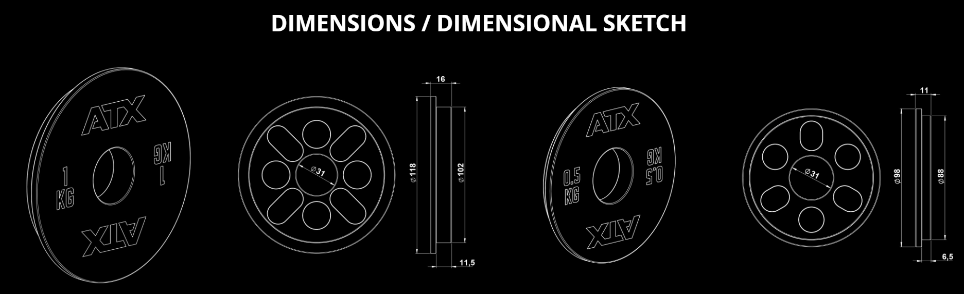 Dimensions of magnetic add-on weights